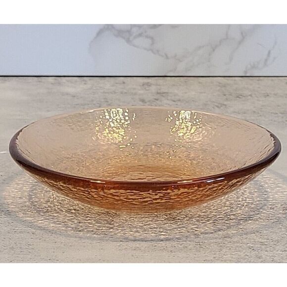 Fire and Light Recycled Art Glass COPPER Orange Dipping Dish Bowl 4 3/4” | EUC - Picture 2 of 7